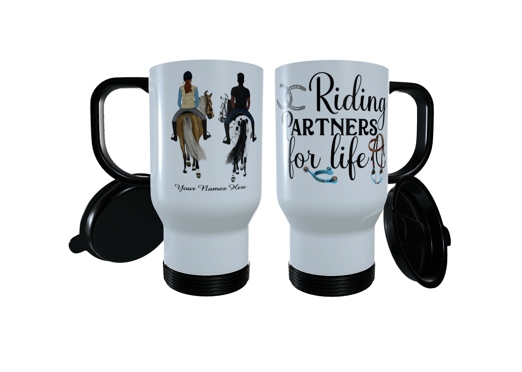 Horse Riding Travel Mug, Personalised Thermos Mug - Click Image to Close